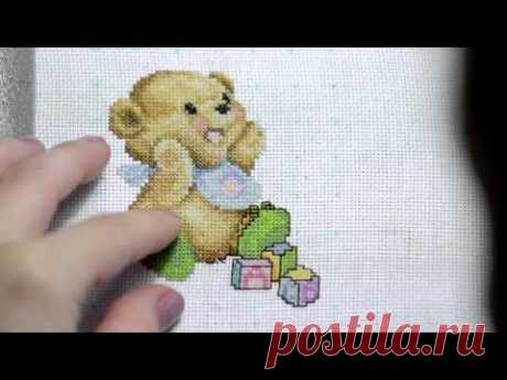 Вышивка крестом - шов &quot;назад иголку&quot; или Backstitch - YouTube