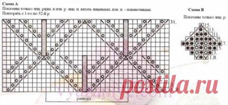 Пуловер с узором "листики в ромбах" | Искусница