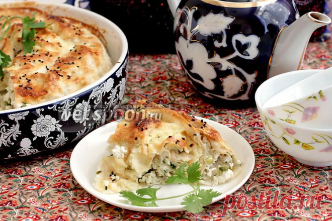Пирог из лаваша с творогом и зеленью