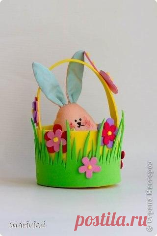 Пасхальная корзинка из фоамирана http://4needlework.ru Пасхальная корзинка из фоамирана