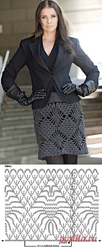 Crochetemoda: Crochet - Saia Cinza