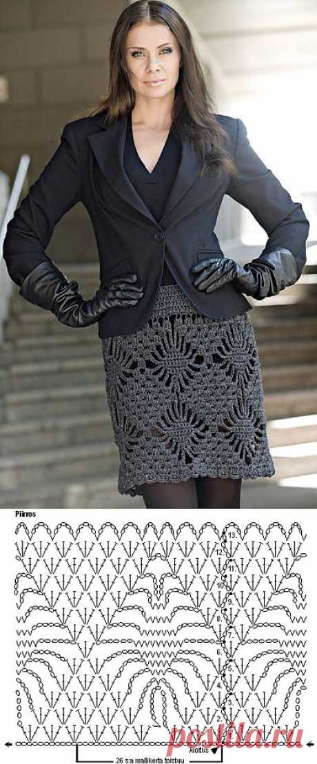 Crochetemoda: Crochet - Saia Cinza