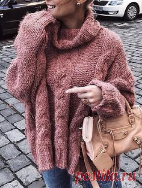 Свитер оверсайз спицами с узором из кос, описание.