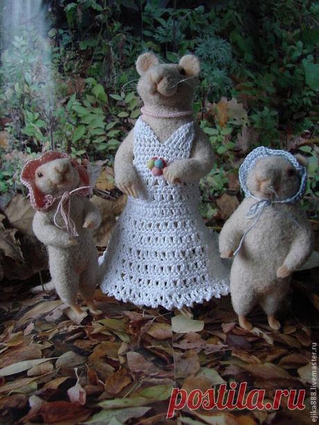 Купить Мама мышка с мышатами - белый, мышь, крыса, мышата, мышонок, игрушка, интерьерная игрушка