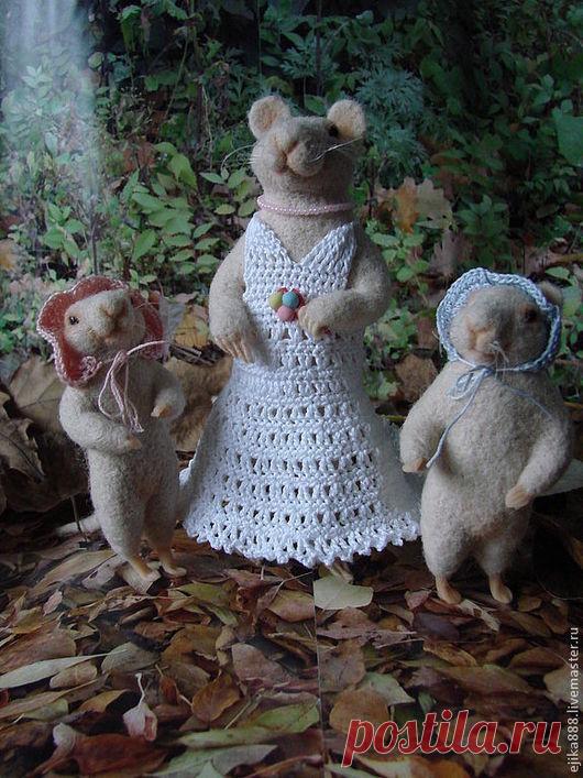 Купить Мама мышка с мышатами - белый, мышь, крыса, мышата, мышонок, игрушка, интерьерная игрушка