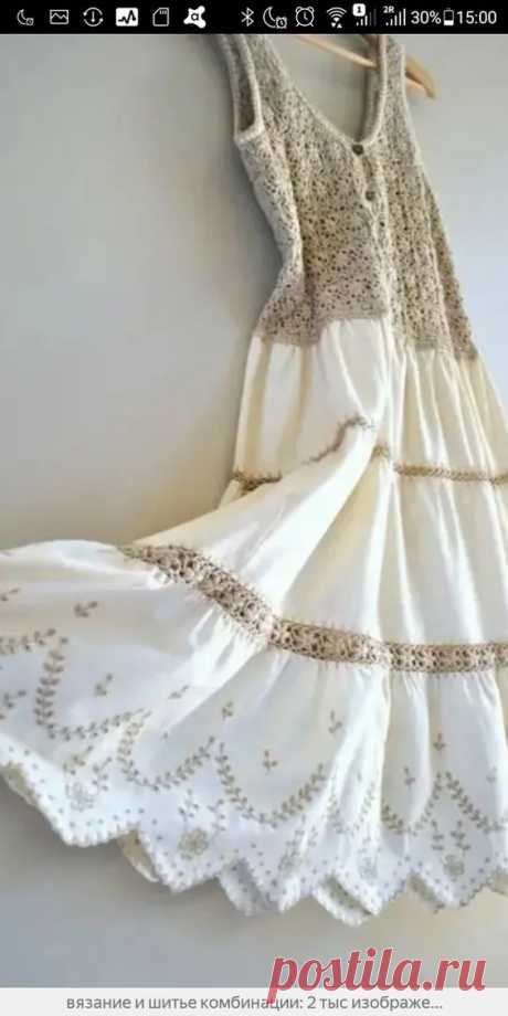 Готовимся к лету. Сочетаем вязание и ткань.