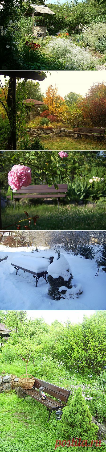 Лавочки, скамейки, качели, колодец в качестве декоративных элементов сада. 
Дача, загородный дом с садом — это прекрасная отдушина для современного человека. Здесь, в единении с природой, мы черпаем новые жизненные силы, трудимся и видим плоды своего труда. Это мир вдохновения, позитивных эмоций, источник здоровья и душевного комфорта.