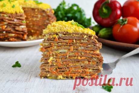Нежный,вкусный печеночный торт с гречкой