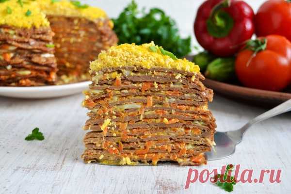 Нежный,вкусный печеночный торт с гречкой