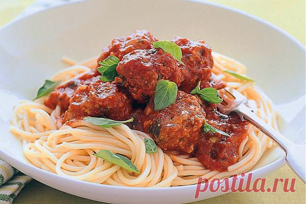 Мясные шарики со спагетти в томатном соусе | Хитрости жизни