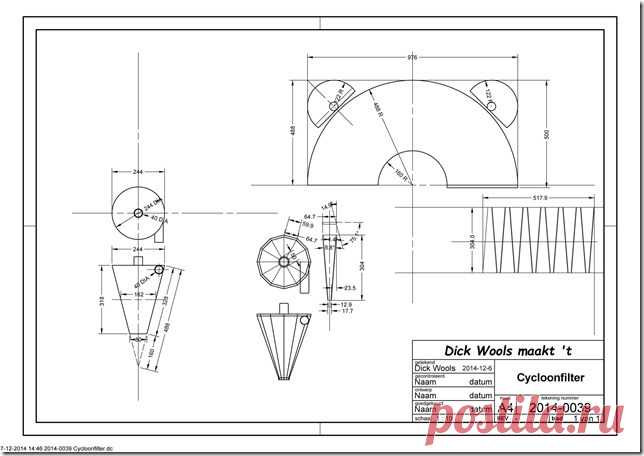 Zelfbouw cycloonfilter, zaagsel en stof | Space van Dick en Els WOOLS