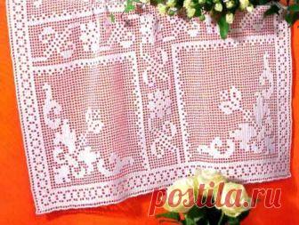 Небольшая скатерть крючком Схема вязания крючком небольшой скатерти из цветочных квадратов