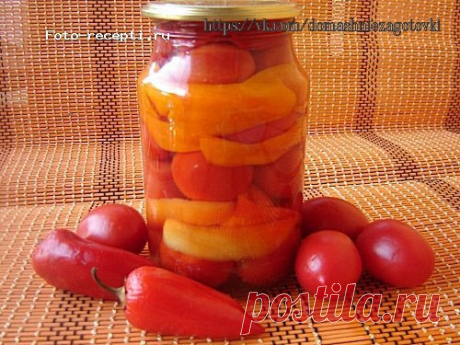 ПОМИДОРЫ С БОЛГАРСКИМ ПЕРЦЕМ

Эта заготовка на зиму не только хороша на вкус, но и очень эффектно выглядит. Помидоры, заготовленные таким способом, сладкие и очень хорошо хранятся.
Ингредиенты:
на 1 литровую банку:
Показать полностью…