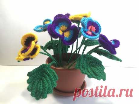Как вязать Анютины глазки  крючком на 8 марта. Часть 1/ How to crochet Pansies on March 8th. Part 1