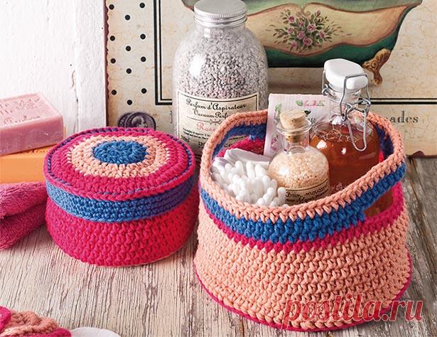 Шкатулка и корзинка - схема вязания крючком. Вяжем Корзинки на Verena.ru