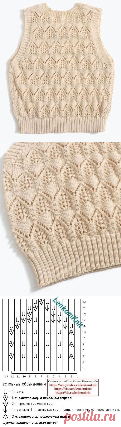 Жилет спицами
