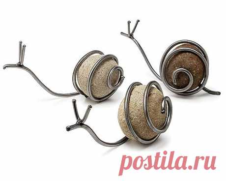 SNAIL SCULPTURE | Snail Sculpture - Handmade Stone and Steel Artwork Combines Rustic and Modern Charm | UncommonGoods