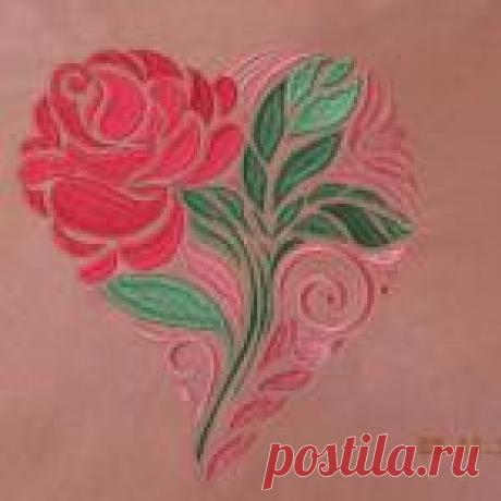 Rose heart free embroidery design Size: 7.08 x 7.46'