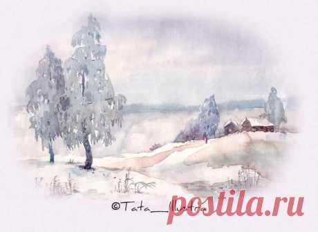 как нарисовать зимний пейзаж акварелью: 11 тыс изображений найдено в Яндекс.Картинках
