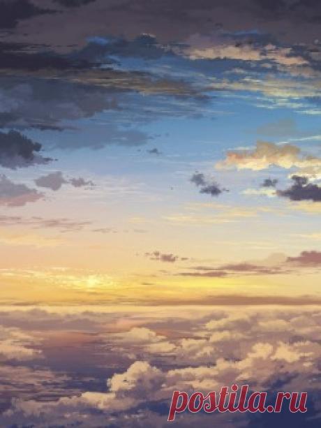 Скачать 240x320 Тучи, небо, облака, арт, закат, высота, пейзаж обои, картинки Mobile Phone 240x320