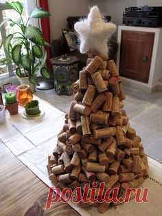 Christmas tree made of wine corks