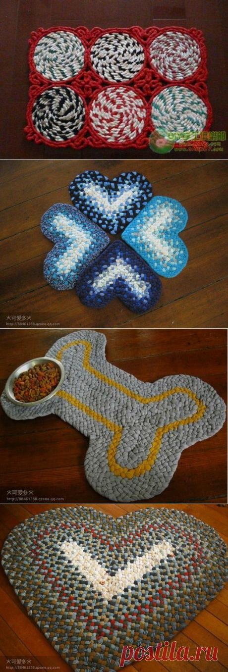 Поделки своими руками - Необычный способ вязания ковриков из ткани