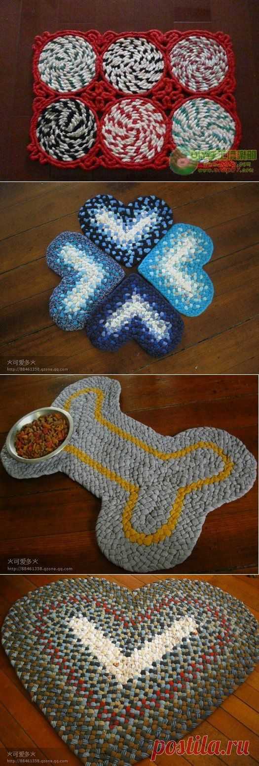 Поделки своими руками - Необычный способ вязания ковриков из ткани