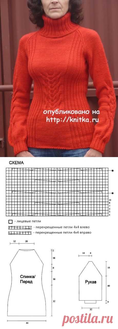 Вязаный спицами свитер. Работа Марины Ефименко, Вязание для женщин