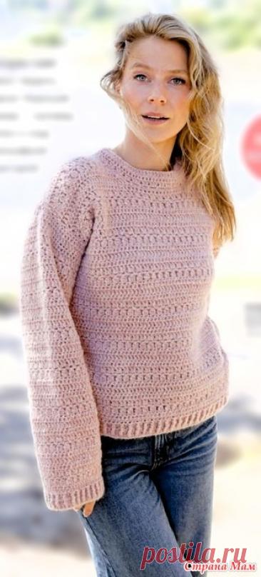 Пуловер с рельефным узором связанный снизу вверх Вязание №4 2025