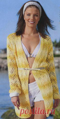 Жакет с узором из зигзагов. Вязание спицами для женщин. Узелок.ру