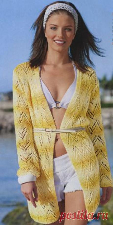 Жакет с узором из зигзагов. Вязание спицами для женщин. Узелок.ру