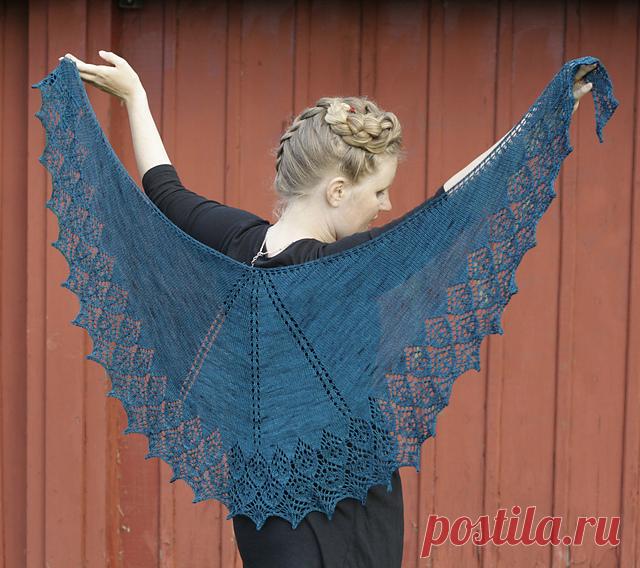 Шаль спицами Камея цветок