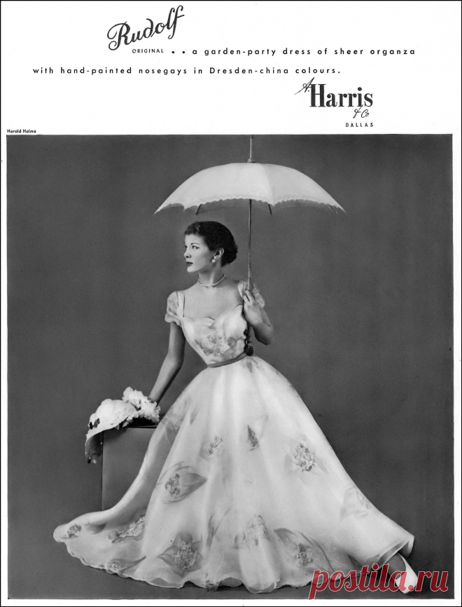 Betty Bridgers in garden party dress of sheer organza with… | Flickr