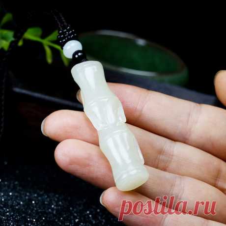 Hetian jade Bamboo Pendant Necklace-Plant | Etsy