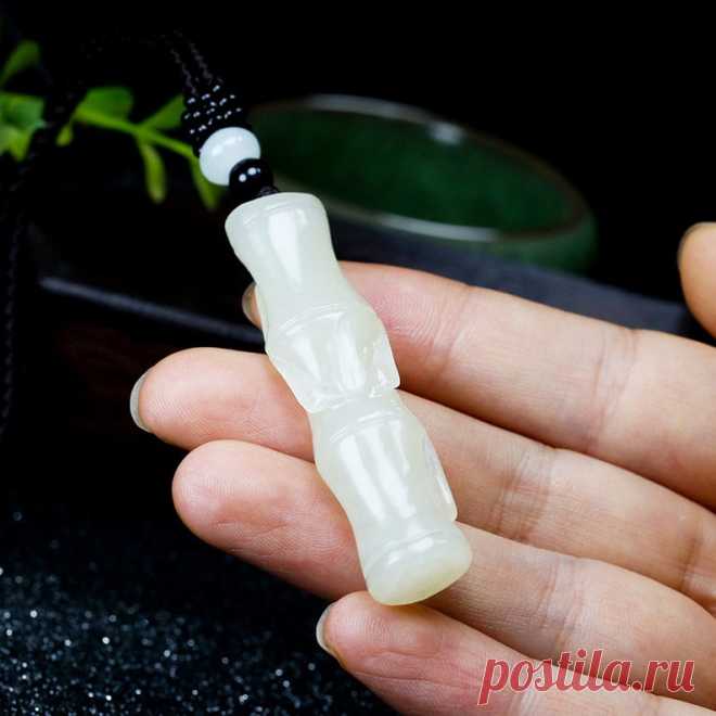 Hetian jade Bamboo Pendant Necklace-Plant | Etsy