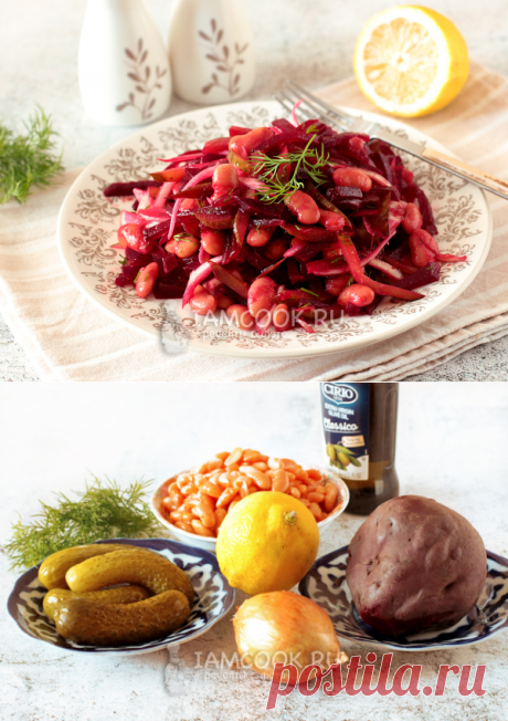 Салат из свеклы, соленых огурцов и фасоли — рецепт с фото пошагово