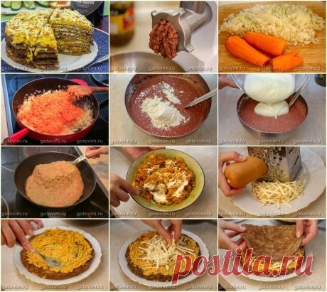 Печеночный тортик с копченым сыром