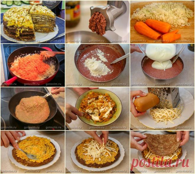 Печеночный тортик с копченым сыром