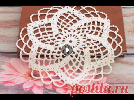 Ажурная салфетка крючком/Simple Crochet Doily For Beginners Дорогие зрители, в этом видео мы с вами свяжем небольшую салфетку крючком. Для вязания вы можете взять пряжу VITA cotton и крючок № 1,5 - № 2. Желаю в...