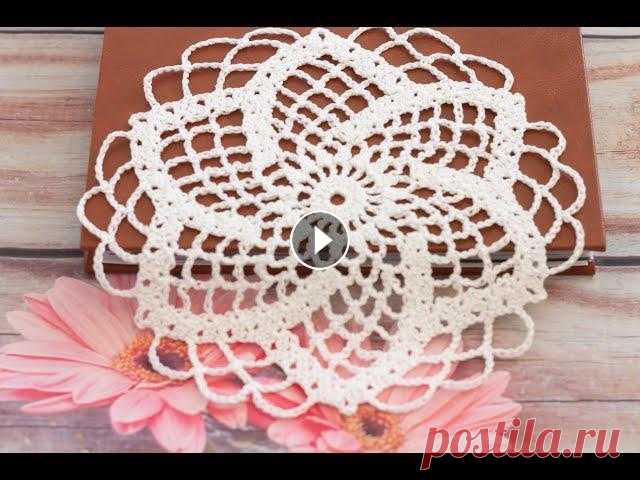 Ажурная салфетка крючком/Simple Crochet Doily For Beginners Дорогие зрители, в этом видео мы с вами свяжем небольшую салфетку крючком. Для вязания вы можете взять пряжу VITA cotton и крючок № 1,5 - № 2. Желаю в...