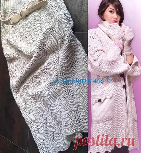 ВЯЖЕМ. Пальто и юбка узором ЗИГЗАГ