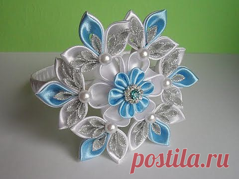 Новогодние каркасные снежинки своими руками из атласных лент