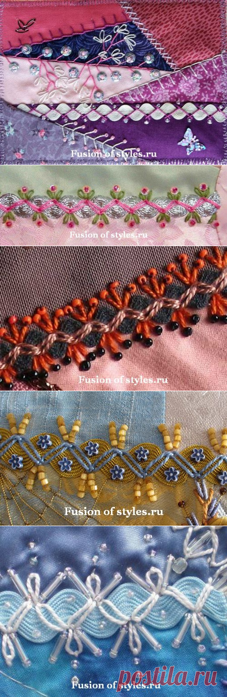 Декоративная вышивка с волнистой тесьмой