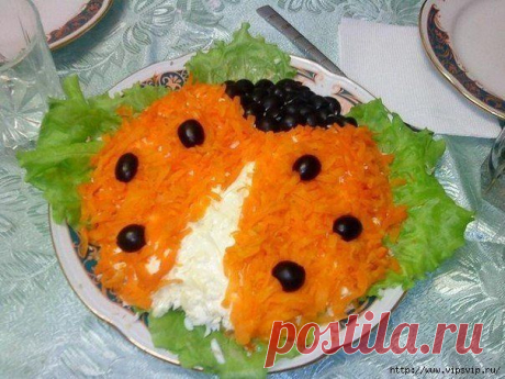 Нарядный салат «Божья коровка».