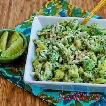 Куриный салат с авокадо и кинзой рецепт приготовления блюда занимает 10 мин времени