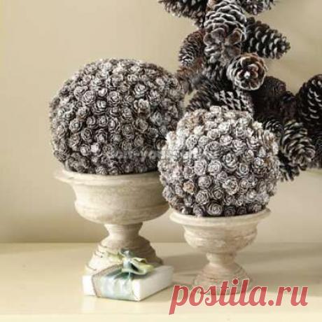 Как сделать топиарий своими руками из сосновых шишек. Осенний вариант.
