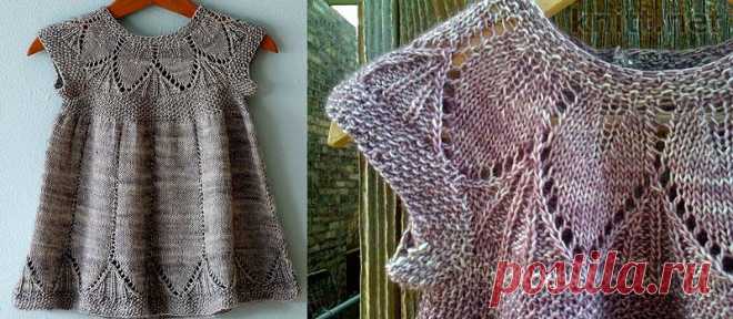 Детское платье с узором листочки.