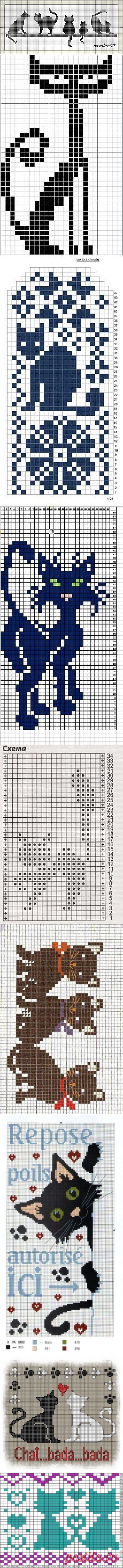 Схемы кошек для вязания и вышивки