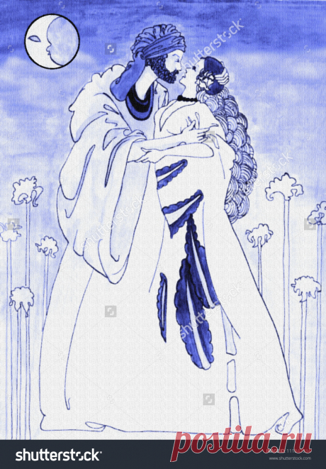 stock-photo-romantic-man-and-woman-fairy-tale-couple-hand-painted-watercolor-art-card-invitation-111847934.jpg (Изображение JPEG, 1113 × 1600 пикселов)