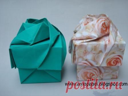 >Коробочки с розами в технике оригами. Видео и схемы сборки